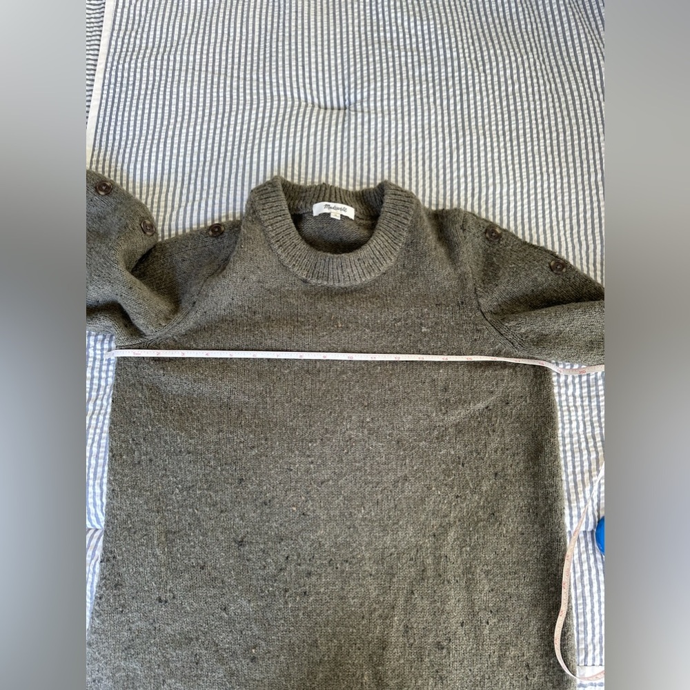 Madewell Donagal Sweater dress button sleeves olive green size medium - Picture 9 of 12
